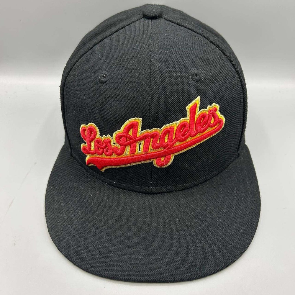 Los Angeles LA Dogers Topps Hat Men 7 1/2 Black Mitchell & Ness Fitted Cap